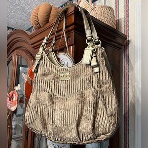 Coach Gold Pleated Maggie Shoulder Bag